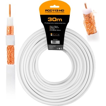 KABEL PRZEWÓD KONCENTRYCZNY ANTENOWY MIEDŹ Cu 30m