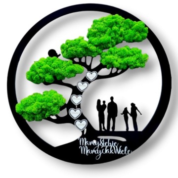 Obraz drzewo życia mech chrobotek RODZINA 60cm!6mm