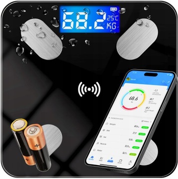 WAGA ŁAZIENKOWA BLUETOOTH ANALITYCZNA SLIM 180KG SMART 26w1 ANDROID iOS