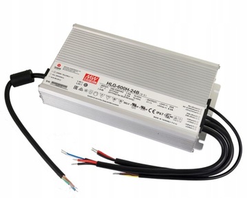 ZASILACZ HERMETYCZNY PROFESJONALNY 24V 600W 25A HLG-600H-24 MEAN WELL IP67