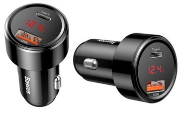 BASEUS Szybka Ładowarka Samochodowa 45W USB+ USB-C