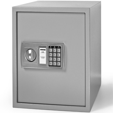 Sejf Domowy Elektroniczny Kasa Pancerna na pieniądze ścienny 56L srebrny