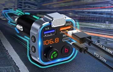 АВТОМОБИЛЬНЫЙ FM-MP3-ПЕРЕДАТЧИК BLUETOOTH БЫСТРОЕ ЗАРЯДНОЕ УСТРОЙСТВО 3 x USB QC 3.0