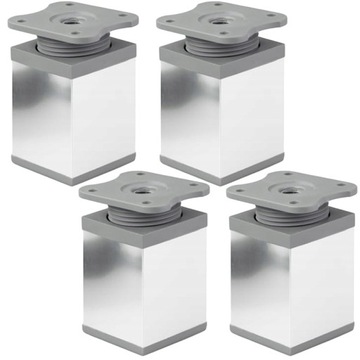 4x Nóżka meblowa regulowana kwadratowa 40x40 ATM H-60mm CHROM POPIEL DN-027