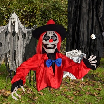 Жуткий клоунский газонный столб с подсветкой и без звука