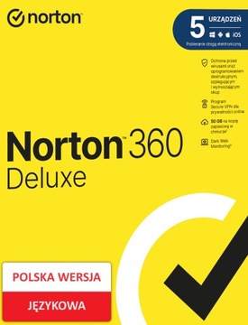 Norton 360 Deluxe PL 5 stanowisk 2 lata (bez karty) + Secure VPN