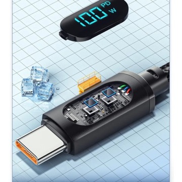 Кабель для быстрой зарядки, 2 м — USB-USB-C в оплетке — Essager 100 Вт со светодиодом