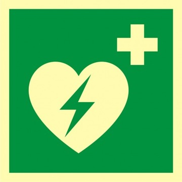 Defibrylator (AED) znak 15x15 płyta PCV