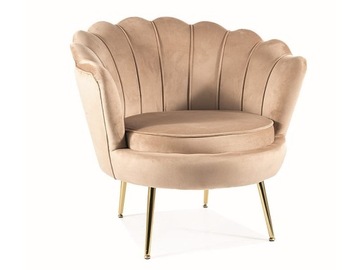 Fotel glamour CAMELLIA 1 VELVET beżowy/złoty stelaż