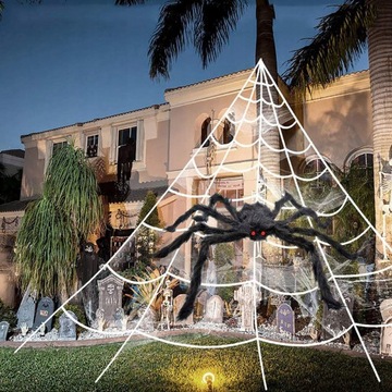 PAJĄK GIGANT PAJĘCZYNA SZNUREK HALLOWEEN DEKORACJA