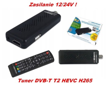 Dekoder do auta kampera 12/24V DVB-T2 H265 HEVC