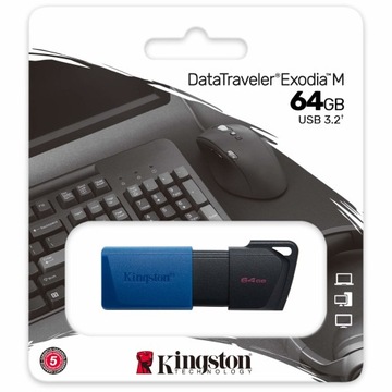 Флешка 64 ГБ Kingston DTXM DT Exodia M USB3.0 USB-3.2 Gen1 выдвижная