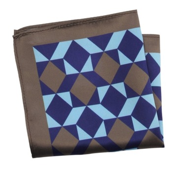 Brązowo-Niebieska Poszetka Wzór Geometryczny