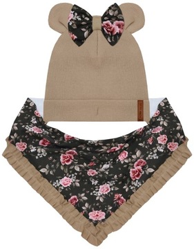CZAPKA I CHUSTA WIOSNA KOMPLET BAWEŁNA PRĄŻEK 3-9 mies. r 36-44 7240