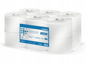 ТУАЛЕТНАЯ БУМАГА JUMBO VELVET БЕЛАЯ 100м 12 РОЛИКОВ