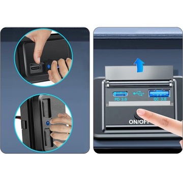 Автомобильная зарядная панель 12-24В с QC 3.0 + PD 3.0 для автомобилей