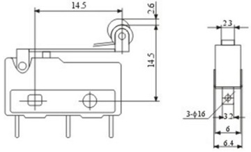 3 x КОНЦЕВОЙ ВЫКЛЮЧАТЕЛЬ, КОНЦЕВОЙ ВЫКЛЮЧАТЕЛЬ, С РОЛИКОМ KW-12-3