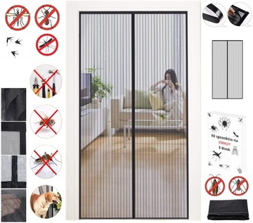 MOSKITIERA MAGNETYCZNA NA DRZWI 70 X 200cm SIATKA NA KOMARY OWADY DO DRZWI