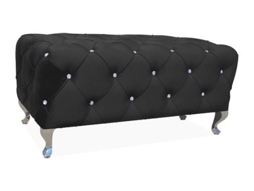 PUFA ŁAWKA CZARNA VELVET nogi METAL SREBRNE 100x50