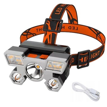 MOCNA LATARKA CZOŁOWA REFLEKTOR 5LED AKUMULATOROWA lampa na głowę CZOŁÓWKA