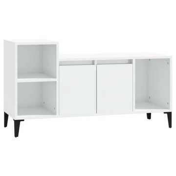 Szafka pod TV, wysoki połysk, biała, 100x35x55 cm