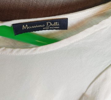 MASSIMO DUTTI 100% jedwabna elegancka bluzka damska ecru S