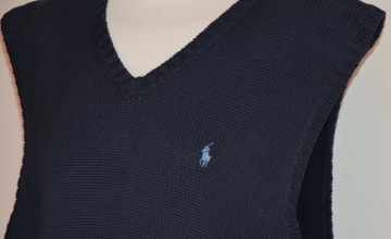 RALPH LAUREN POLO dzianinowa bawełniana kamizelka pulower rozmiar L