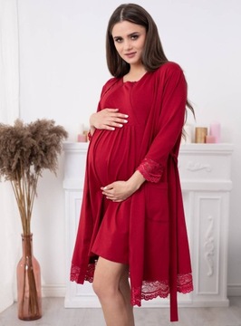 ХАЛАТ ДЛЯ беременных ЖЕНСКИЙ, ХЛОПОК РОЗОВЫЙ, КРУЖЕВО, XL