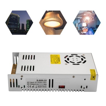 TRANSFORMATOR DC 12V 50A 600W ZASILACZ AC 220V-12V