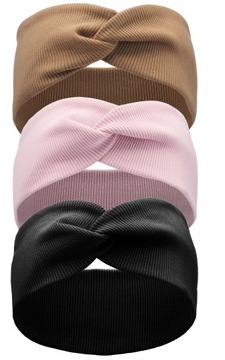 Opaska turban przeplatana prążek 3szt! 48-52 M