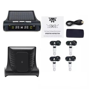TPMS Solar Power z 4 czujnikami zewnętrznymi Wyświetlacz LDC, bezprzewodowa opona