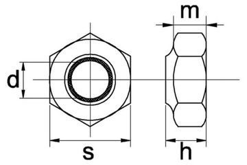 98520 Гайка шестигранная самоконтрящаяся DIN985 sta