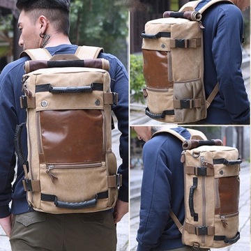 KAKA 0208 Многофункциональный холщовый рюкзак в стиле ретро, ​​повседневный, большой вместительности, для улицы