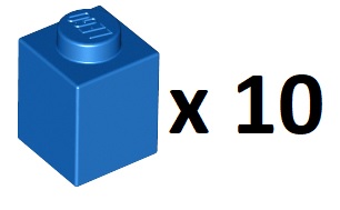 10 szt. Lego Cegła 1 x 1 niebieski 3005