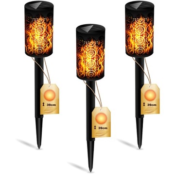 3x Lampa Solarna POCHODNIA LED Ogrodowa Wbijana