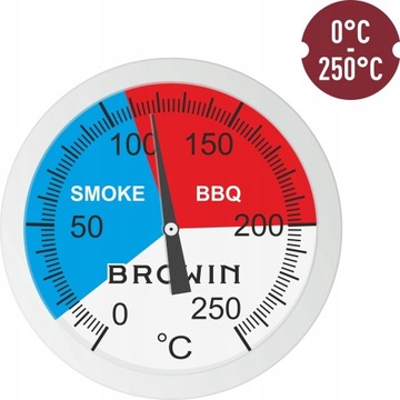TERMOMETR BROWIN do WĘDZARNI GRILLA BBQ 0-250°C BIOTERM