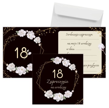 ZAPROSZENIA na 18 urodziny White Boho 10szt+kopert