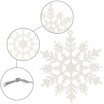 BOMBKI CHOINKOWE BIAŁE ZAWIESZKI ŚNIEŻYNKI 3szt OZDOBY NA CHOINKĘ DEKORACJA