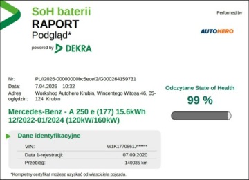 Mercedes Klasa A W177/V177 Hatchback Plug-In 1.3 250e 218KM 2020 Mercedes A 250 PHEV full LED navi skóra/alcantara, zdjęcie 4