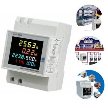 LICZNIK ENERGII WATOMIERZ WOLTOMIERZ MONITOR PRĄDU LCD DIN 100A 300V RMS