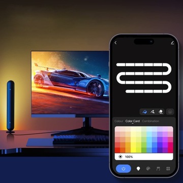 НАБОР ИЗ 2 НАСТОЛЬНЫХ СВЕТОДИОДНЫХ ЛАМП RGB ПРИЛОЖЕНИЕ TUYA ДЛЯ МОНИТОРА ТЕЛЕВИЗОРА USB