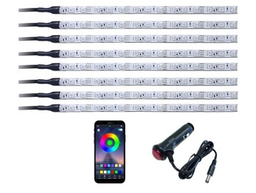 LED wnętrza kabiny auta RGB 8x30cm BLUETOOTH
