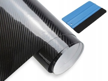 FOLIA OKLEINA CARBON 5D POŁYSK CZARNA + RAKLA