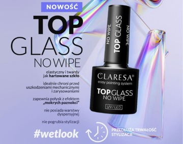 CLARESA TOP СТЕКЛЯННЫЙ ТОП С ЭФФЕКТОМ ВЛАЖНЫХ НОГТЕЙ НЕ ПРОТИРАЕТ ГИБКИЙ ТОП