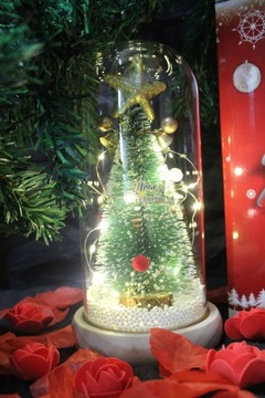 ВЕЧНАЯ РОЖДЕСТВЕНСКАЯ ЕЛКА В СТЕКЛЕ LED КАК РОЗА, САНТА, ЗВЕЗДА, ПОДАРОК ​​LED