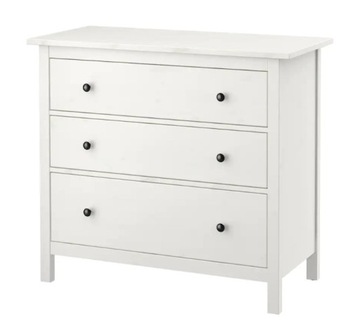 IKEA HEMNES Komoda, 3 szuflady, biała bejca 108x96