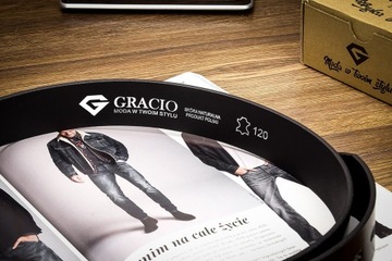 WIDE GRACIO Черный кожаный ремень ДЛЯ БРЮК 125