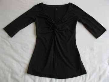 MARCCAIN MARC CAIN czarna bluzka z ozdobnym suwakiem r. S/M (jak NOWA)