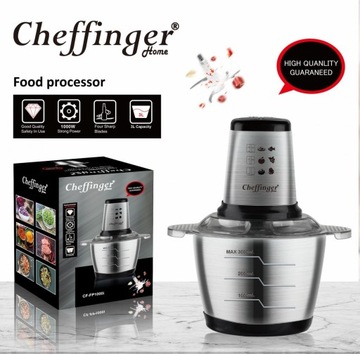 Cheffinger CF-FP1000I Robot kuchenny 3L 1000W - rozdrabniacz, SREBRNY