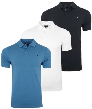 3x Koszulka męska MORAJ Polo Polówka czarna biała niebieska r. 3XL